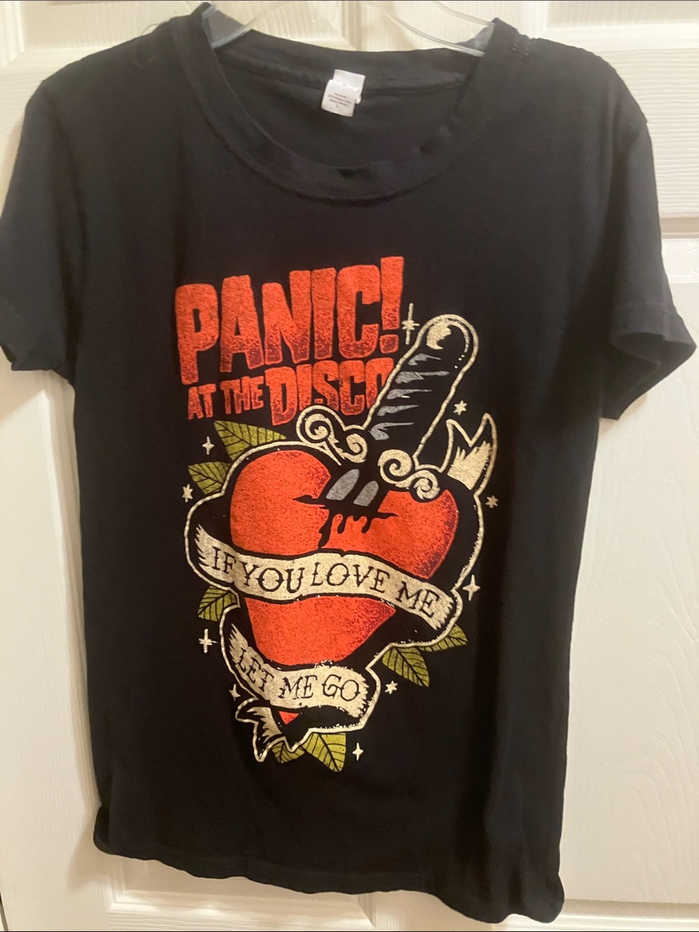 Tultex Black Kids Tee with Red Heart Panic! At The Disco Graphic